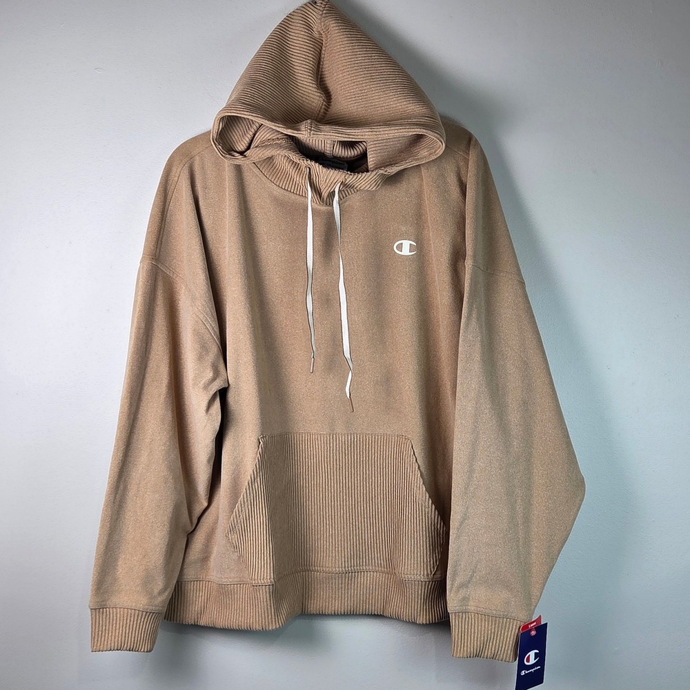 Champion Hoodie Womens 2XL Tan NEW Soft Touch Rib Mix W4809 Loose Pullover